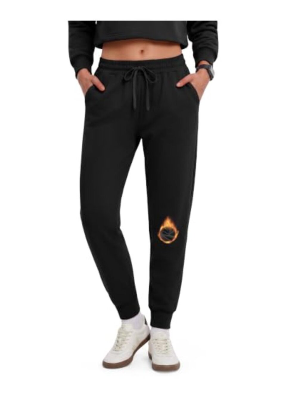 Fleece Lined Joggers Women Micro Fleece Sweatpants Drawstring Pockets